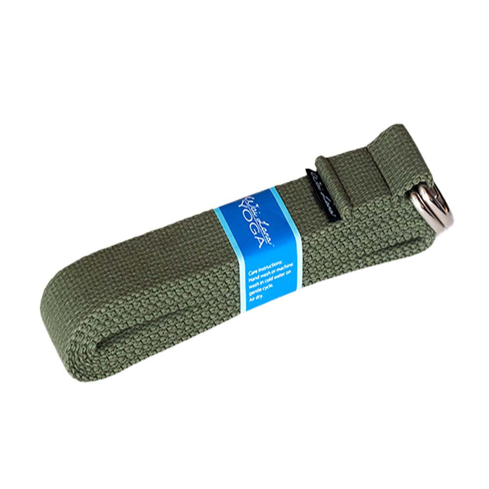 YOGA STRAPS 8ft Olive (100% cotton with sturdy metal D-ring)