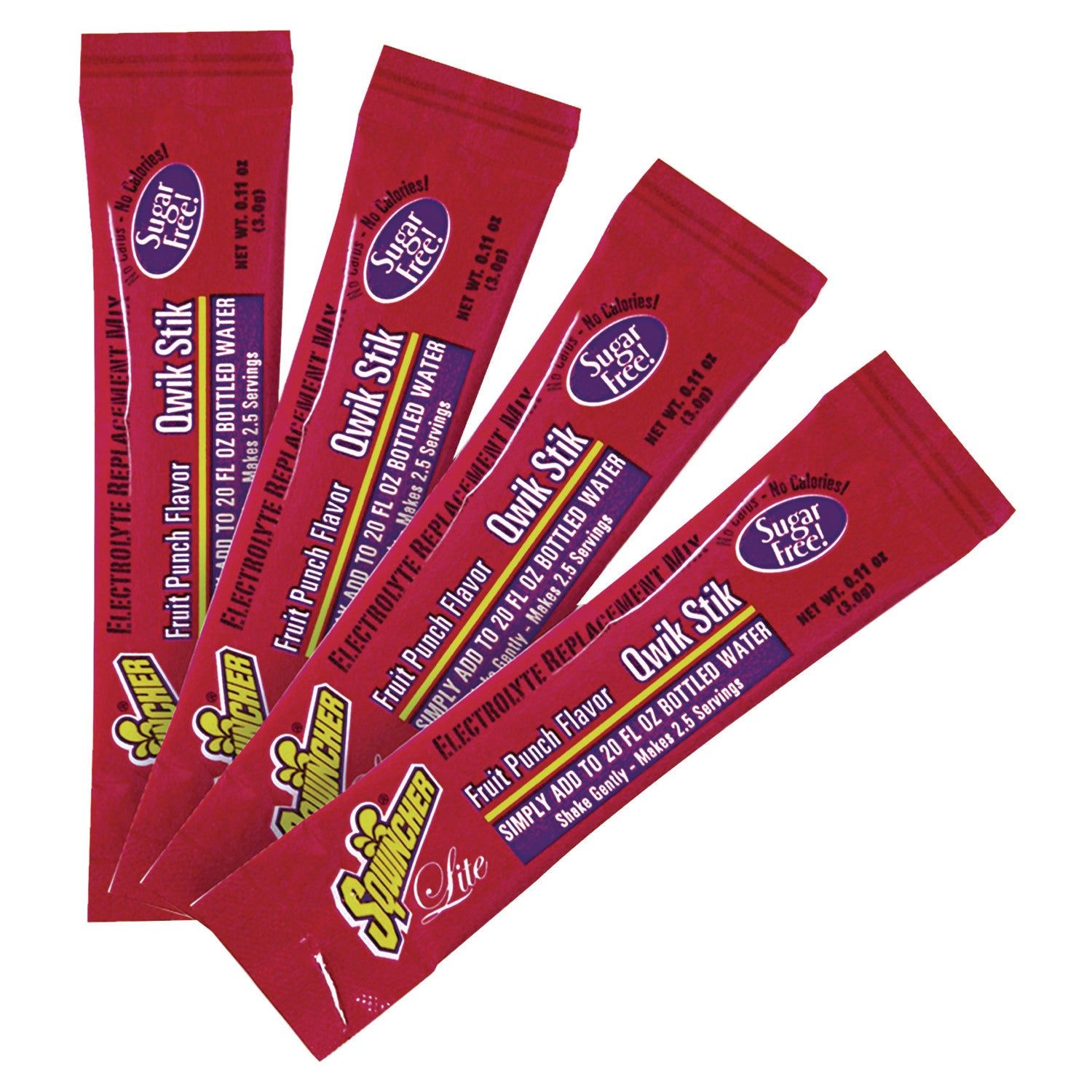 Sugar-Free Qwik Stik Energy Drink Mix, Fruit Punch, 1.26 oz Packet, 50/Pack