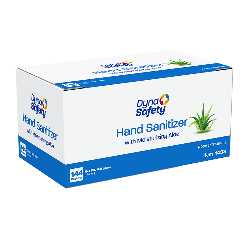 Hand Sanitizer with Moisturizing Aloe, 0.9g Packet - 144 pcs per Box/12 Boxes per Case