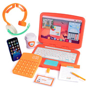 Born Toys Pretend Play Home Office Set for Ages 37  Includes Toy Laptop  Phone  Calculator  Pop It & Headset
