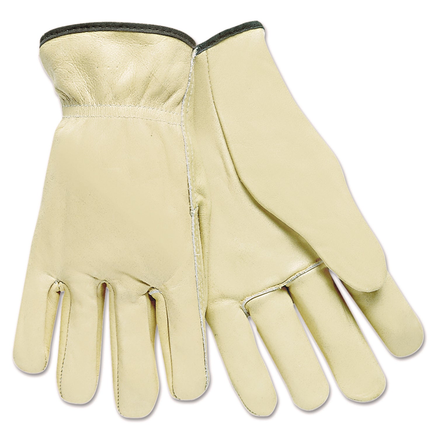 Full Leather Cow Grain Driver Gloves, Tan, Large, 12 Pairs