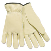Full Leather Cow Grain Driver Gloves, Tan, Large, 12 Pairs