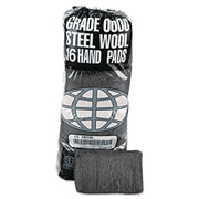 Industrial-Quality Steel Wool Hand Pads, #0000 Super Fine, Steel Gray, 16 Pads/sleeve, 12 Sleeves/carton