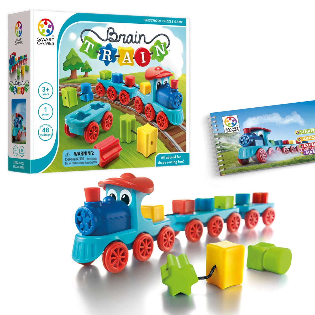 SmartGames Brain Train Board Game: a Puzzle Game & Brain Game + Toy Train for Kids, Cognitive Skill and Motor Skill Building Challenges, Ages 3+