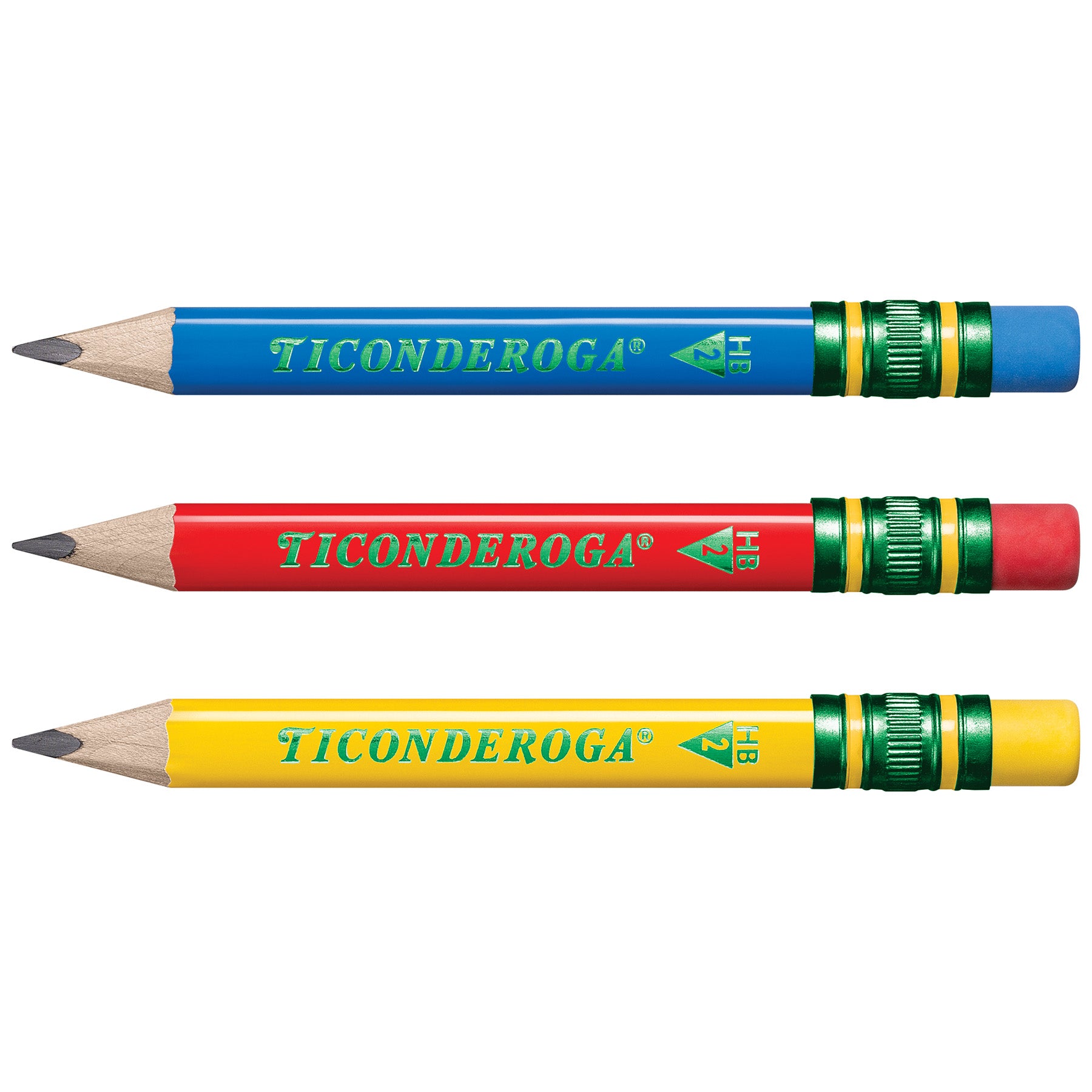 My First® Short Wooden Pencils, Large Triangle Barrel, Sharpened, #2 HB Soft, With Eraser, Primary Colors, 12 Count