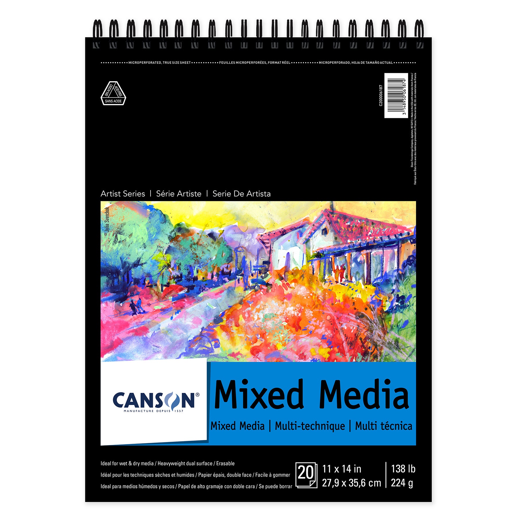 Artist Series Mixed Media Pad, Top Wire Binding, 20 Sheet, 11x14 inch, 1 Count