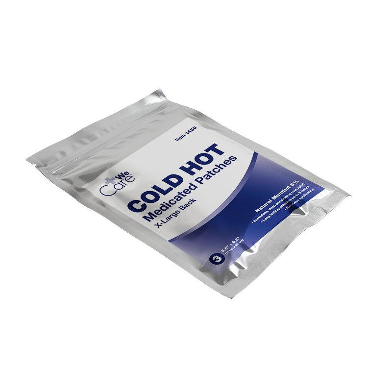 Cold Hot Medicated Patches - XL Back, 5.5" x 9.8" (14cm x 25 cm), 36/1/3/cs - 3 pcs per Box/36 Boxes per Case