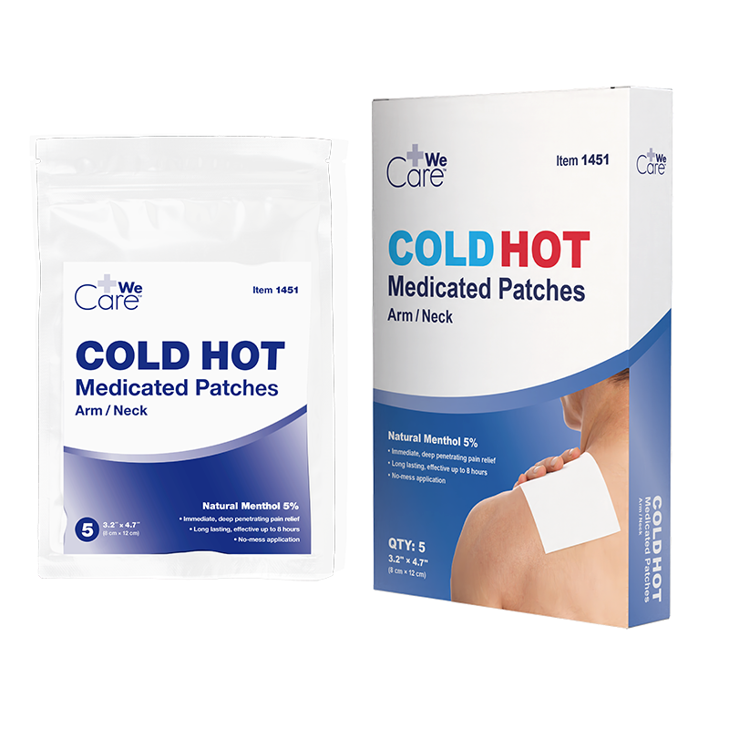 Cold Hot Medicated Patches - Arm/Neck, 8 cm x 12 cm,  - 5 pcs per bag/1 bag per Box/36 Boxes per Case