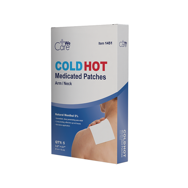 Cold Hot Medicated Patches - Arm/Neck, 8 cm x 12 cm,  - 5 pcs per bag/1 bag per Box/36 Boxes per Case