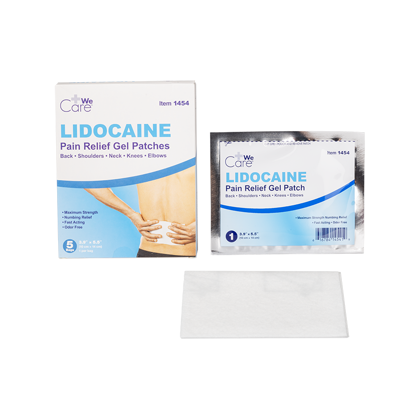 Lidocaine Pain Relief Gel Patch, 10 cm x 14 cm - 5 pcs per Box/12 Boxes per Case
