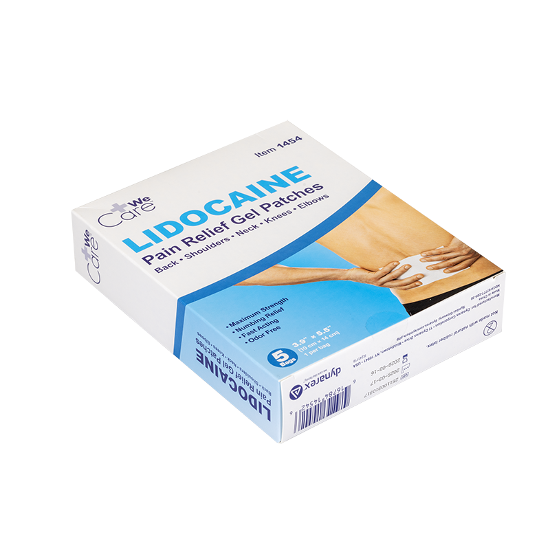 Lidocaine Pain Relief Gel Patch, 10 cm x 14 cm - 5 pcs per Box/12 Boxes per Case
