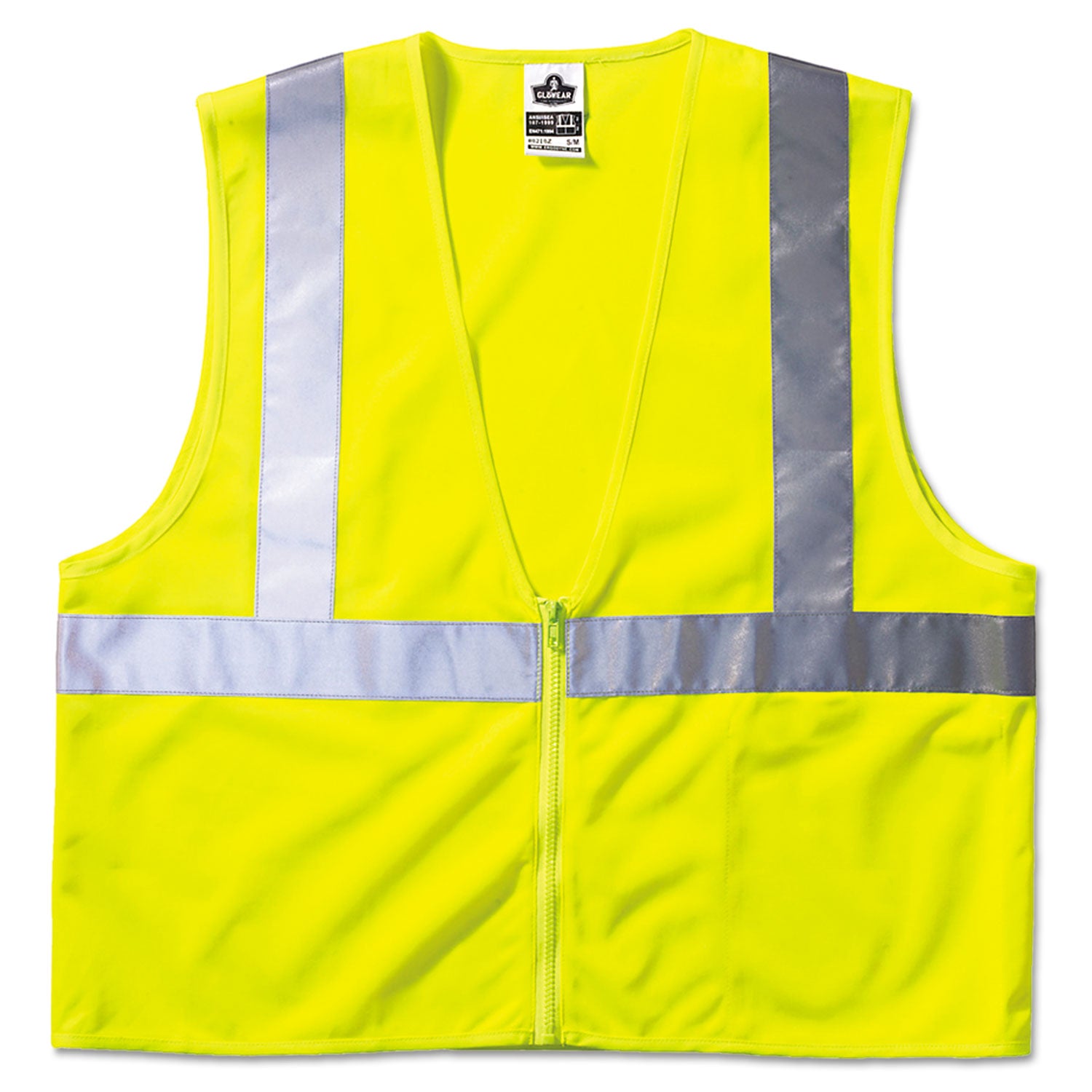 Ergodyne 8210Z Type R Economy Mesh Safety Vest, Large/Extra Large, Lime, Zipper Closure, Reflective, Pocket, Breathable, Lightweight, High Visibility, Machine Washable, Mic Tab, 1 Each
