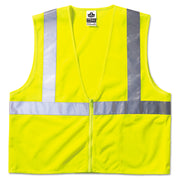 Ergodyne 8210Z Type R Economy Mesh Safety Vest, Large/Extra Large, Lime, Zipper Closure, Reflective, Pocket, Breathable, Lightweight, High Visibility, Machine Washable, Mic Tab, 1 Each