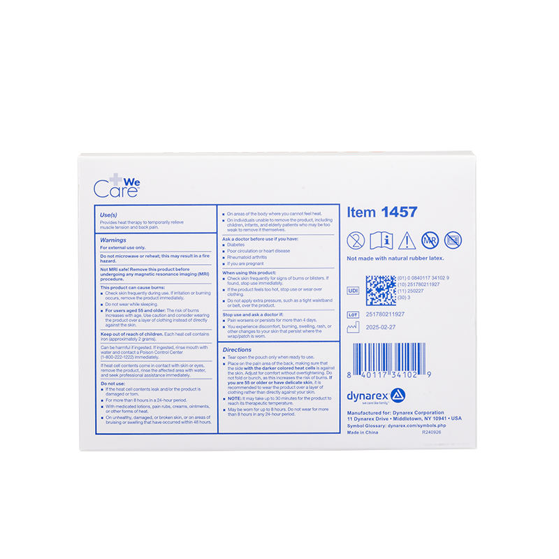 CozyTherm - Heating Relief Wrap - Back,  - 3 bags per Box/10 Boxes per Case