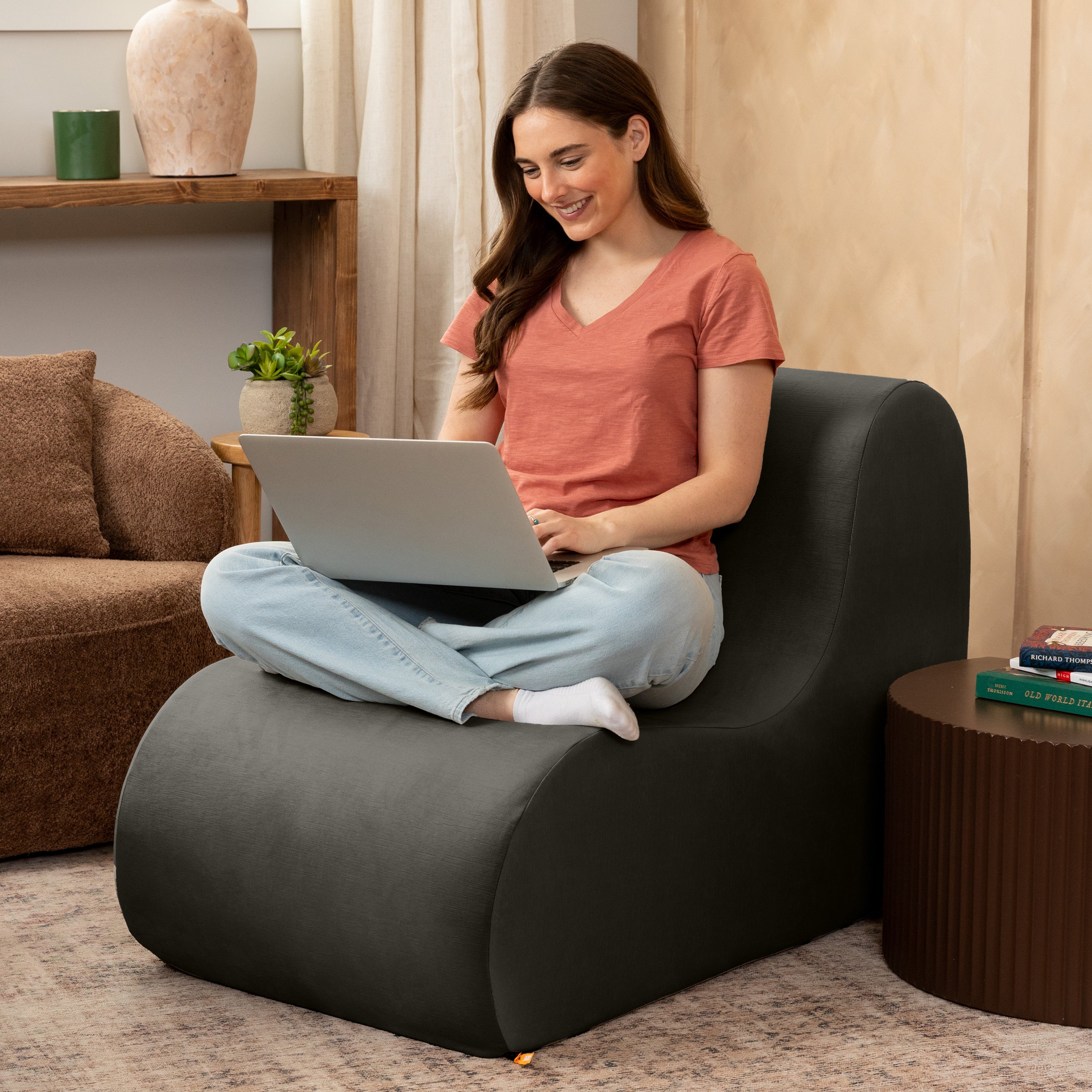 Jaxx Uptown Large Modern Armless Accent Chair, Charcoal