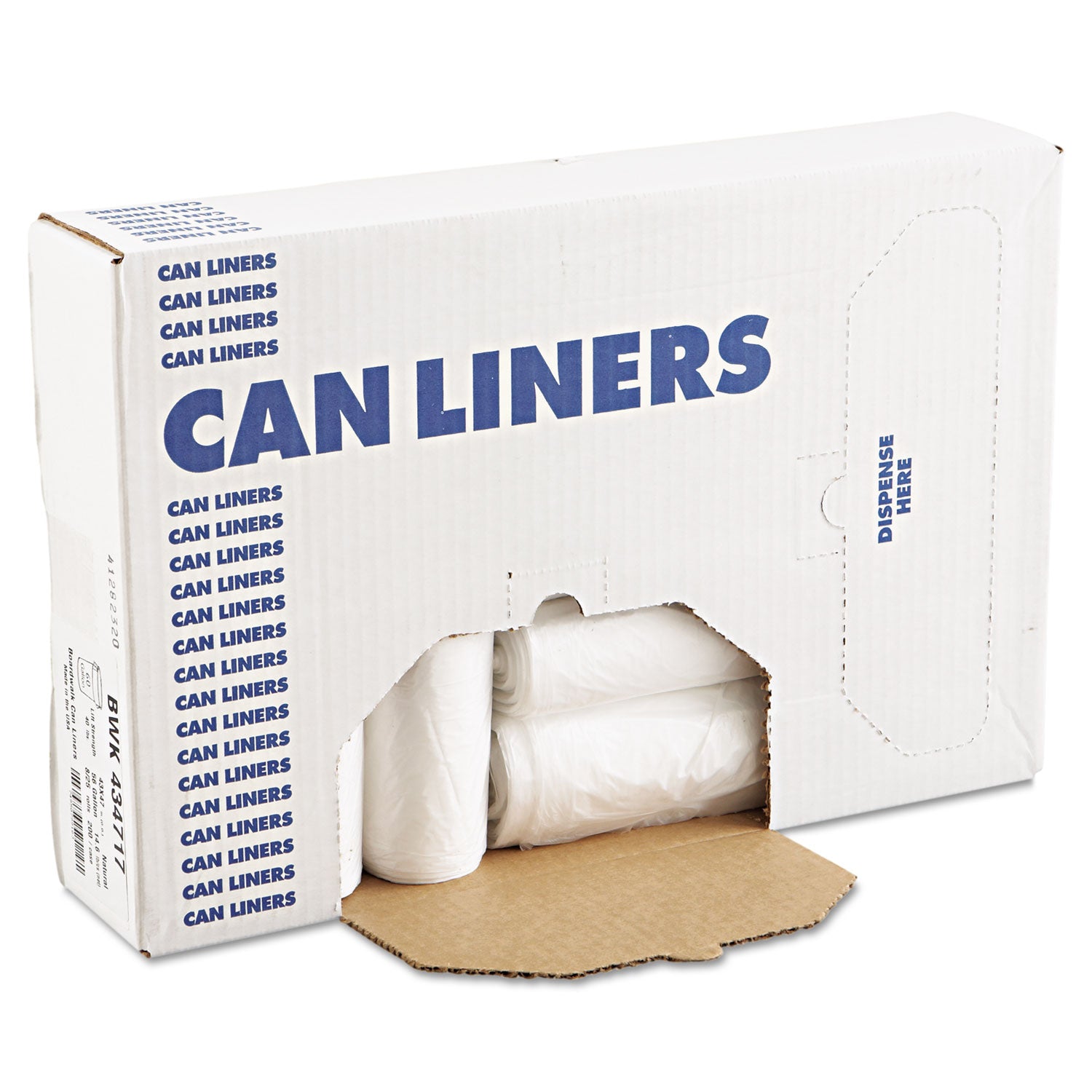23 gal/60 lb Capacity - 45" Length x 29" Width x 0.55 mil (14 Micron) Thickness - High Density - Natural - Can, Waste Disposal - 25/Roll - 10 / Carton