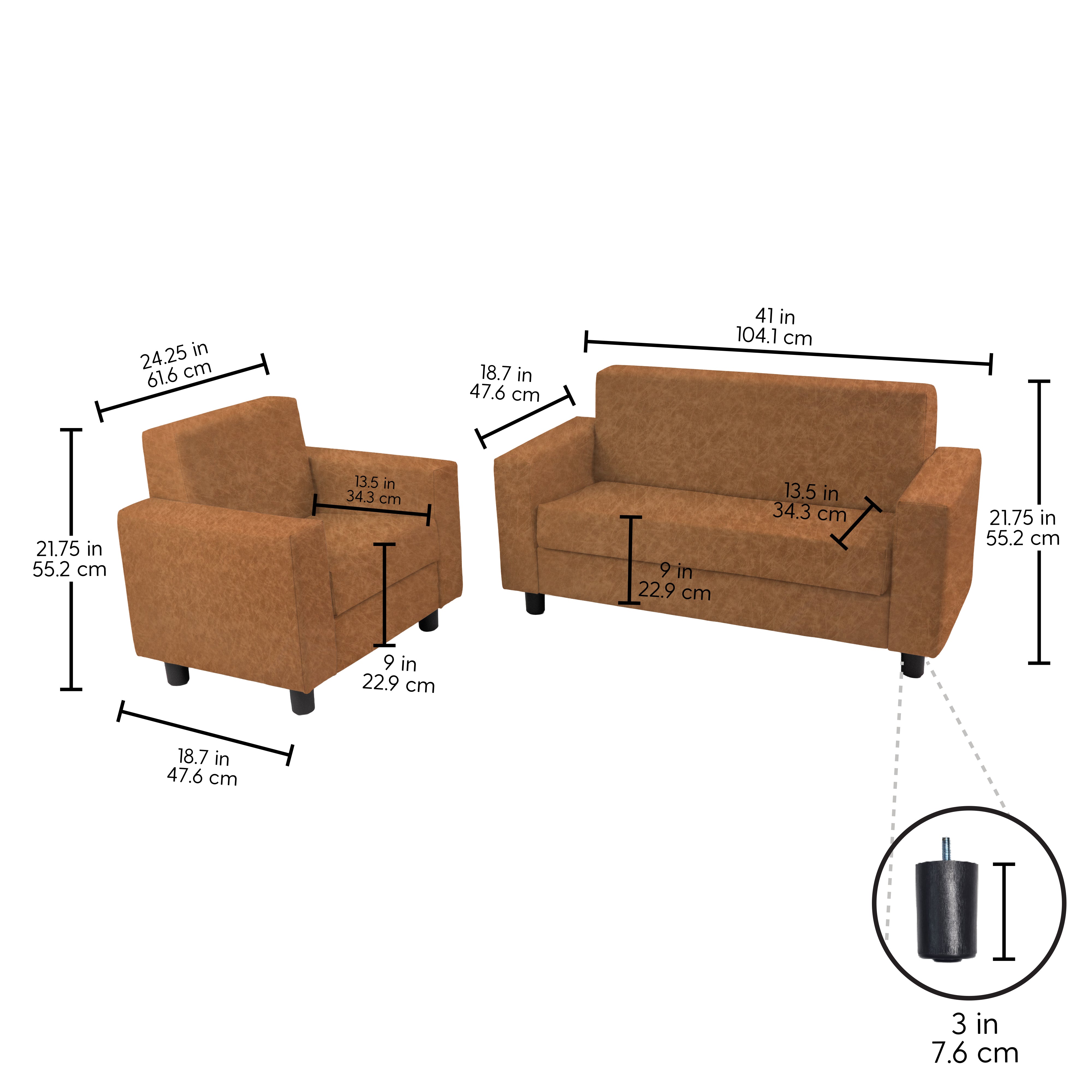 KD Back Chair Sofa Set 12in H / Pecan