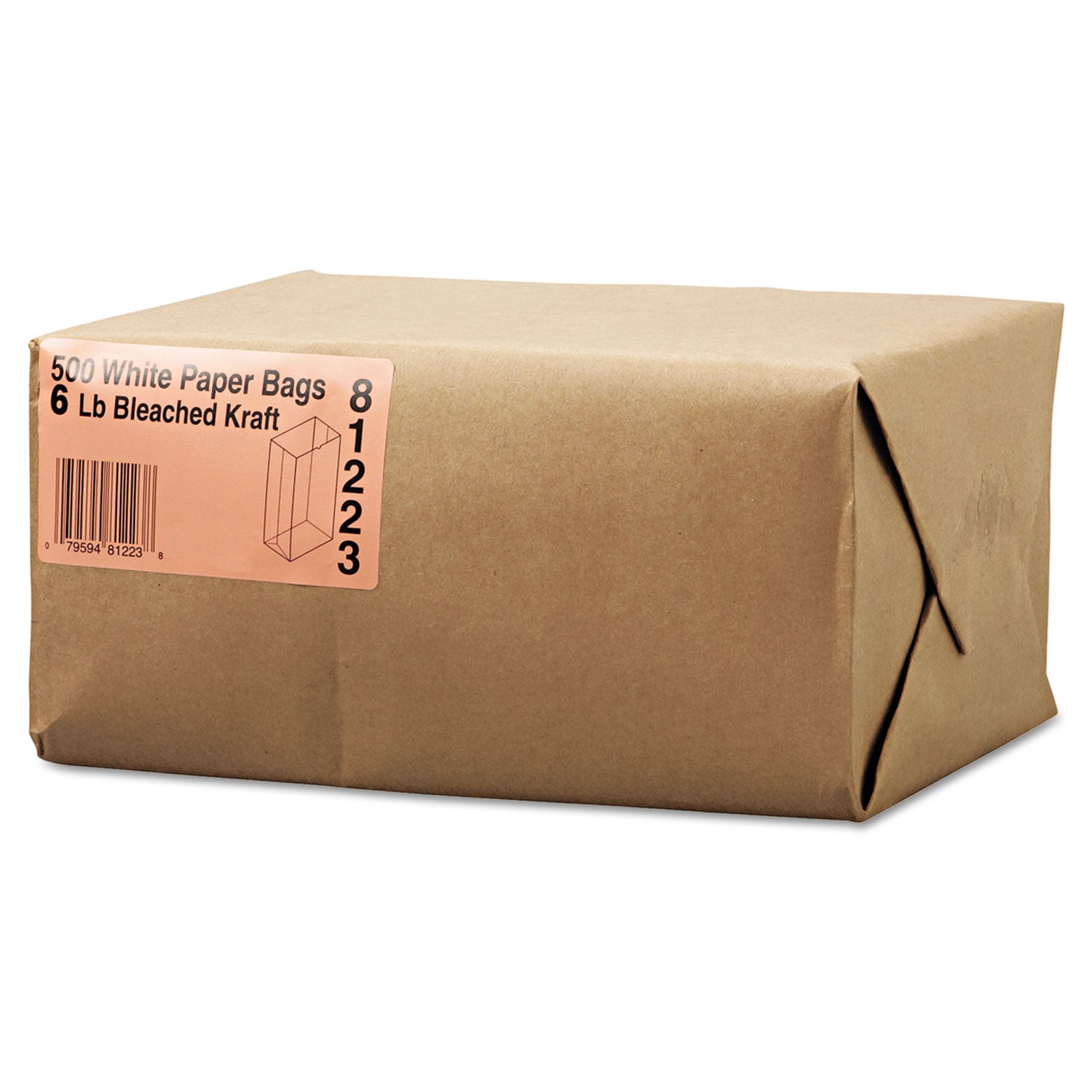 Grocery Paper Bags, #6 Size, 5.88" x 3.63" x 11", White, 500/Bundle