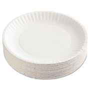 Paper Plates, 9" Dia, White, 100/pack, 12 Packs/carton