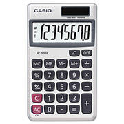 8 Digits - Battery/Solar Powered - 0.3" Height x 2.8" Width x 4.6" Depth - Silver - 1 Each