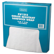 Grease-Resistant Paper Wraps And Liners, 12 X 12, White, 1,000/box, 5 Boxes/carton