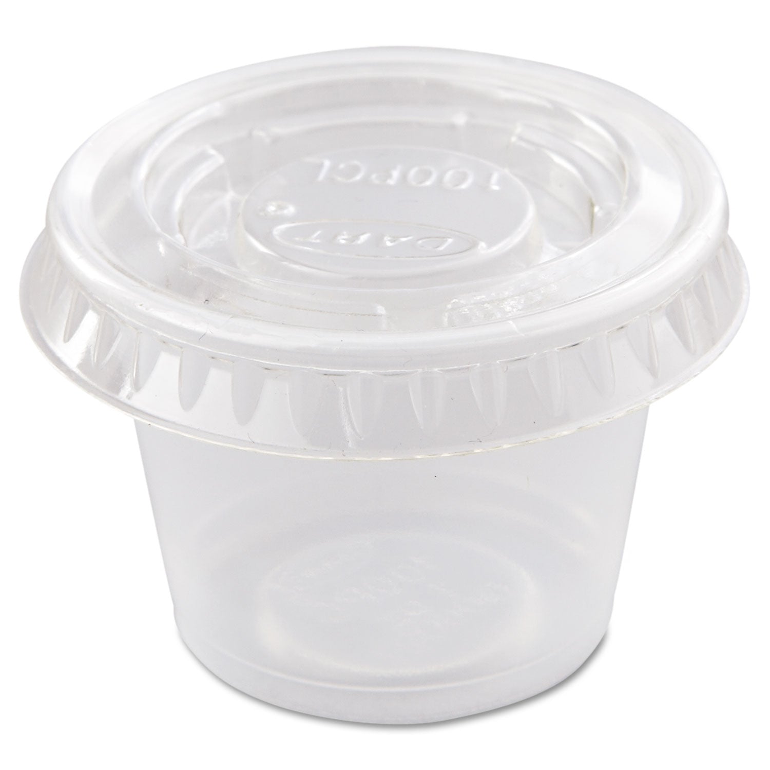 Portion/Souffle Cup Lids, Fits 0.5 oz to 1 oz Portion Cups, Plastic, Clear, 125/Pack, 20 Packs/Carton