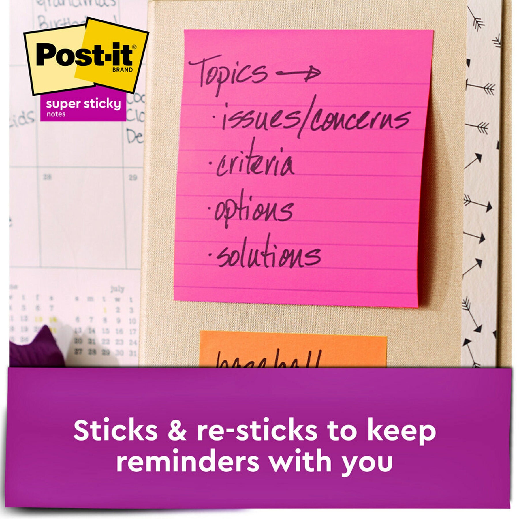 Super Sticky Notes, Energy Boost Collection, 4" x 4" Lined, 90 Sheets/Pad, 6 Pads