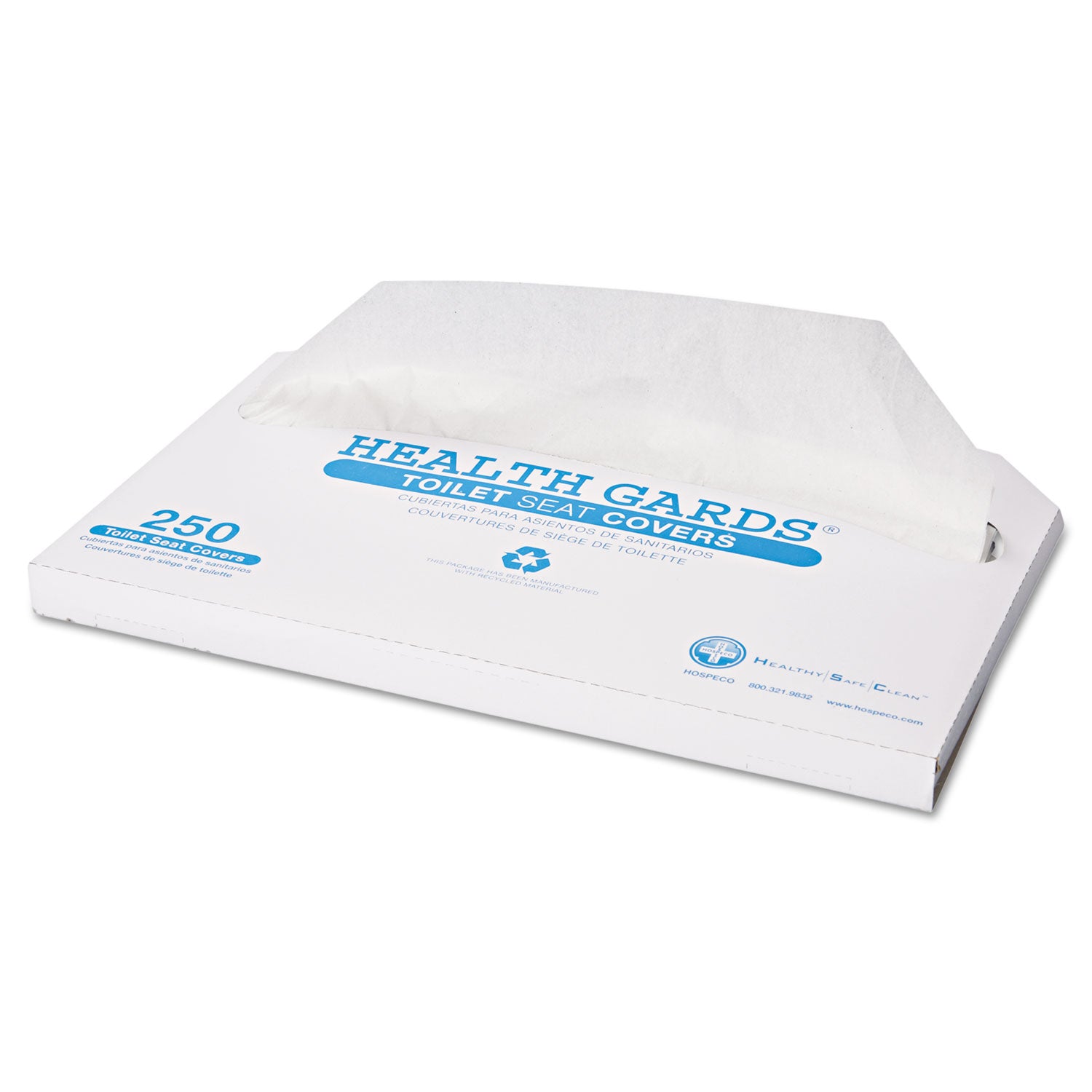 Health Gards Toilet Seat Covers, Half-Fold, 14.25 X 16.5, White, 250/pack, 10 Boxes/carton
