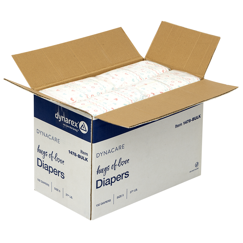 Hugs of Love Diapers, Size 5, 27+ lb. - 132 per Case