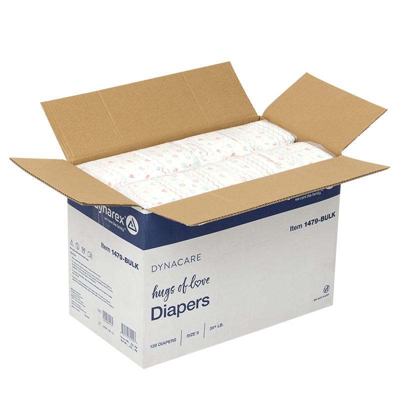 Hugs of Love Diapers, Size 6, 35+ lb.. - 128 per Case