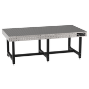 Welding Fixture Table, Fixed Height, 36"H x 96"L x 48"D, 1/4" Carbon Steel Top, Six Black Powdercoat Legs, Self-Leveling Feet