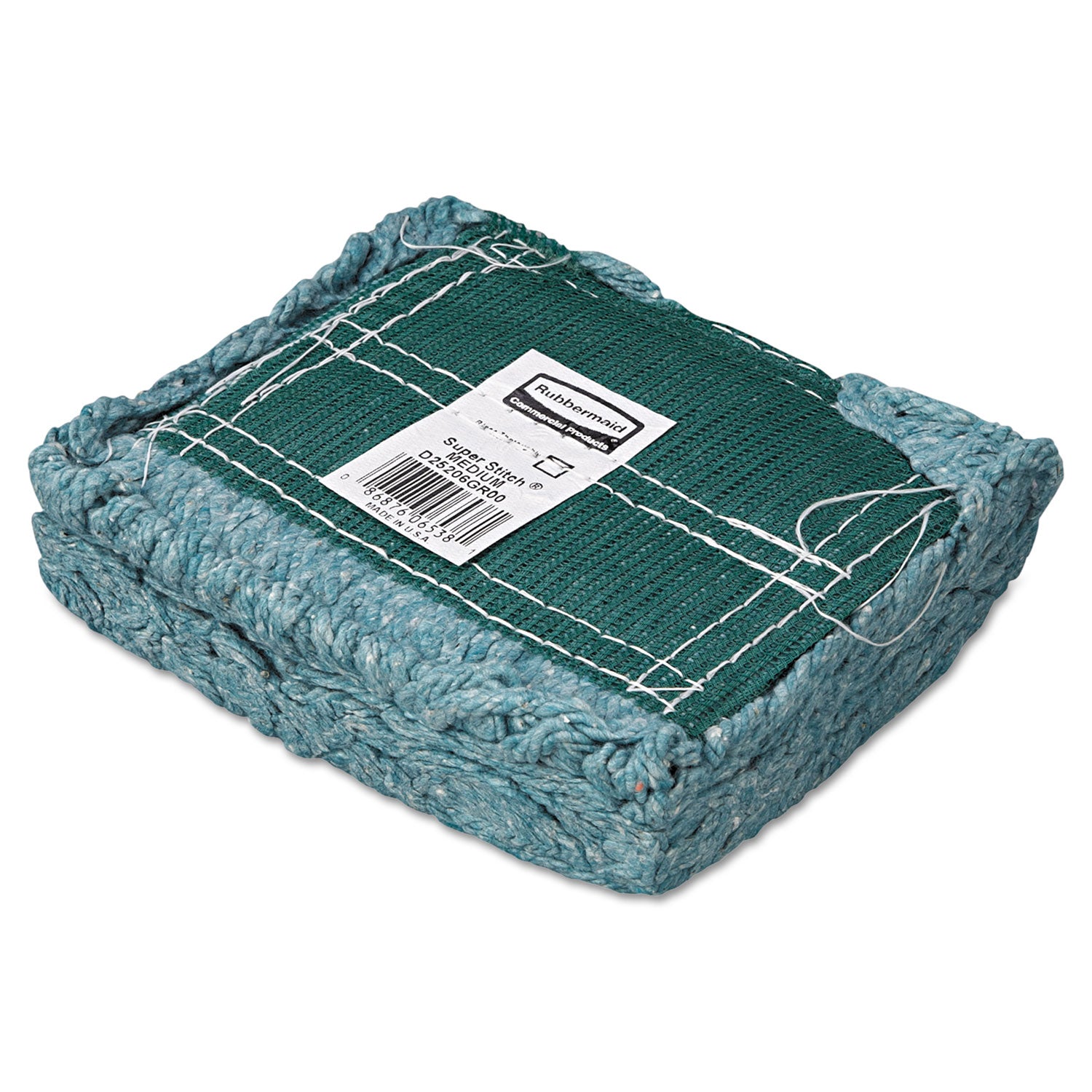 Super Stitch Blend Mop Head, Medium, Cotton/synthetic, Green, 6/carton