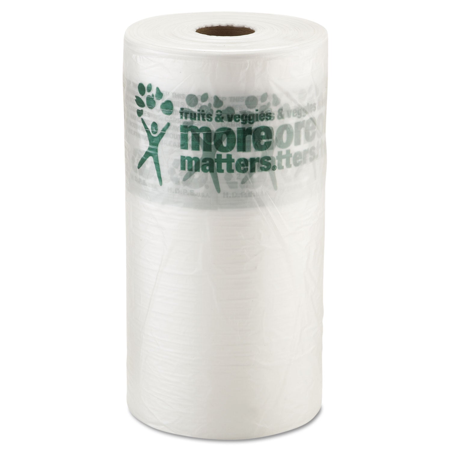 Produce Bags, Fruits and Veggies - More Matters Labeling, 0.35 mil, 10" x 15", Clear, 1,400 Bags/Roll, 4 Rolls/Carton