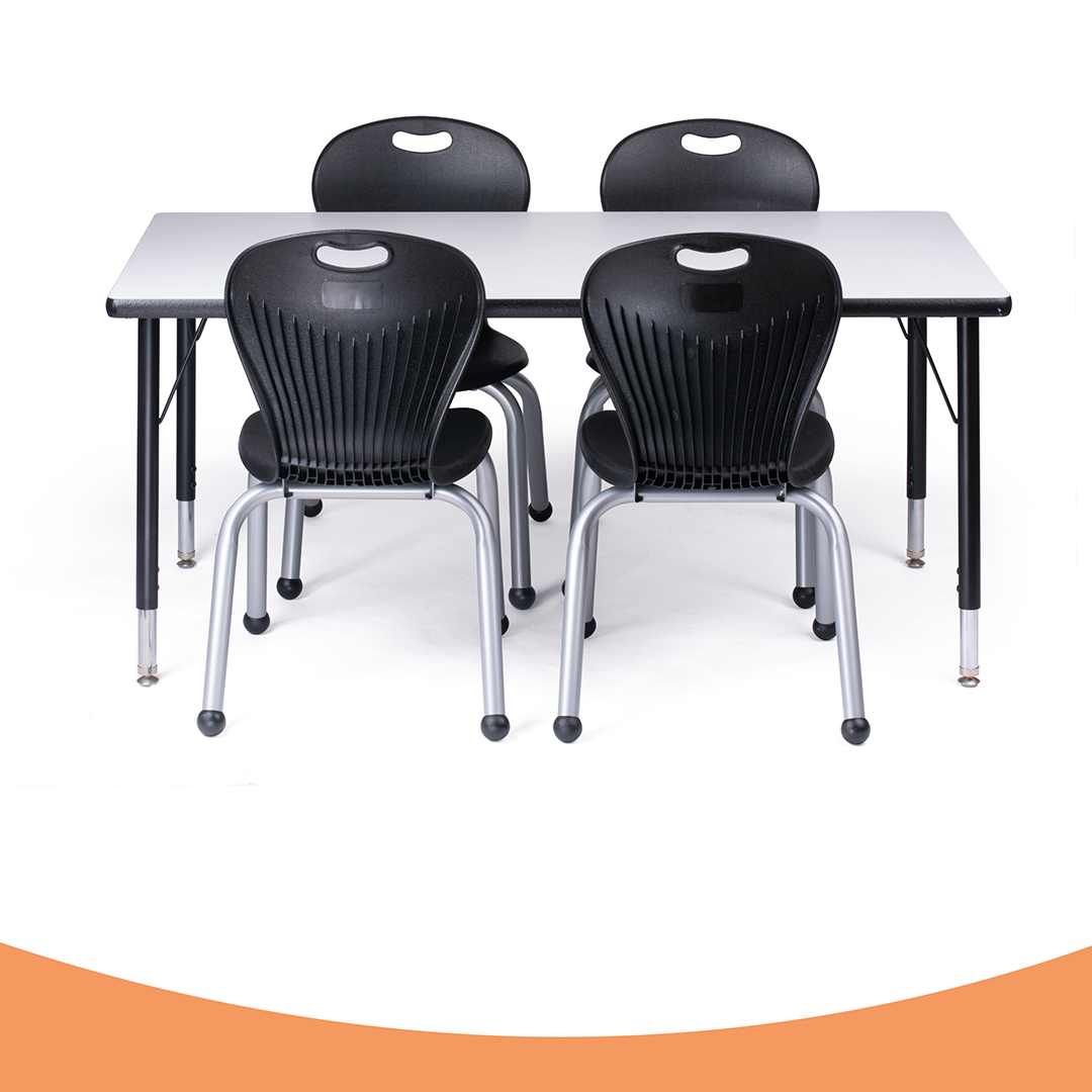 Activity Table 18 x 30 Black Edge - Black Legs Adjusts 15 - 24