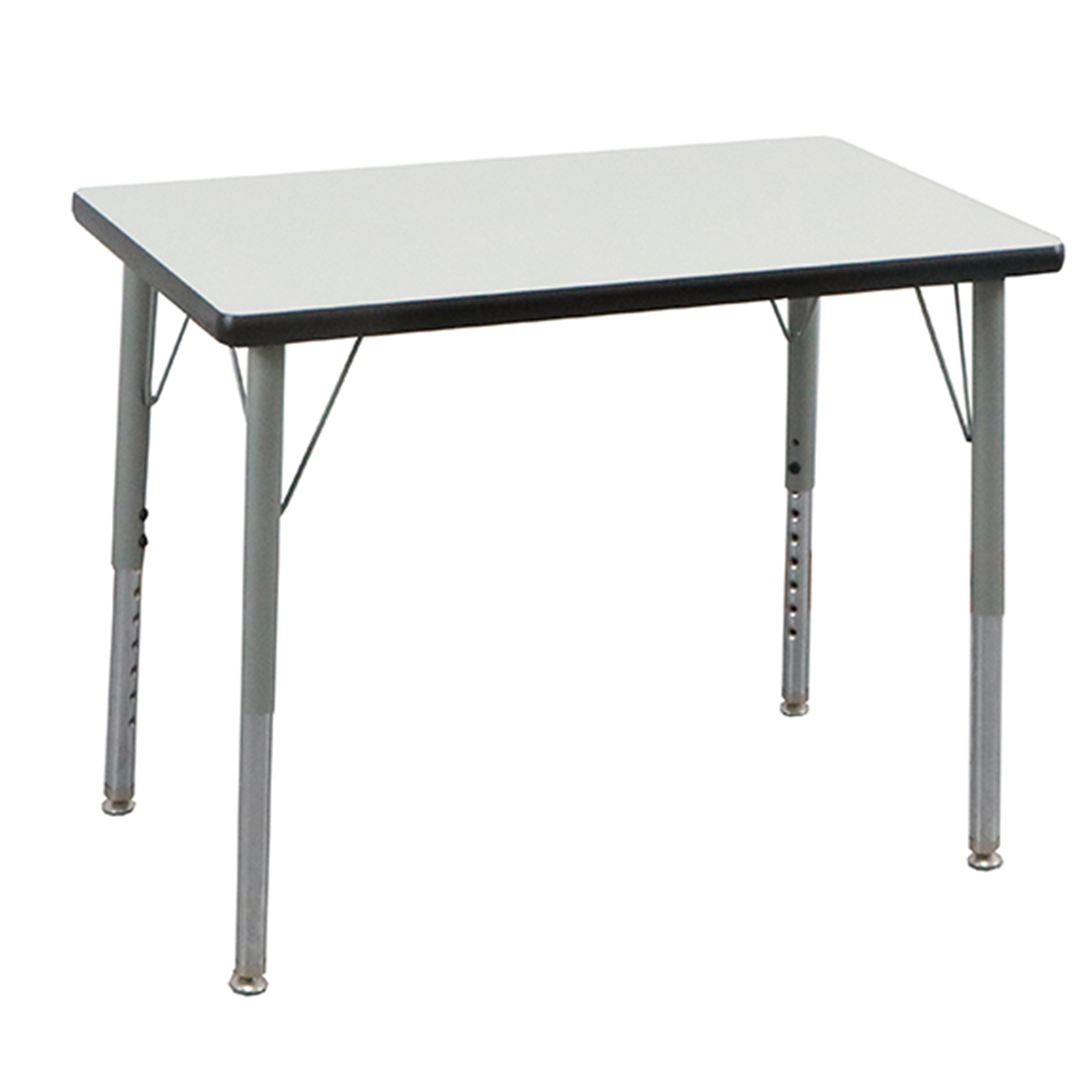 Chair and table Set for Commercial Spaces -  Black Spray Edge Table with adjstable legs 18x30'', ZUUL Seating Classroom Chair 16'' Black