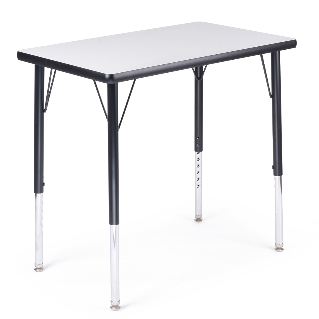 Chair and table Set for Commercial Spaces -  Black Spray Edge Table with adjstable legs 18x30'', ZUUL Seating Classroom Chair 16'' Black