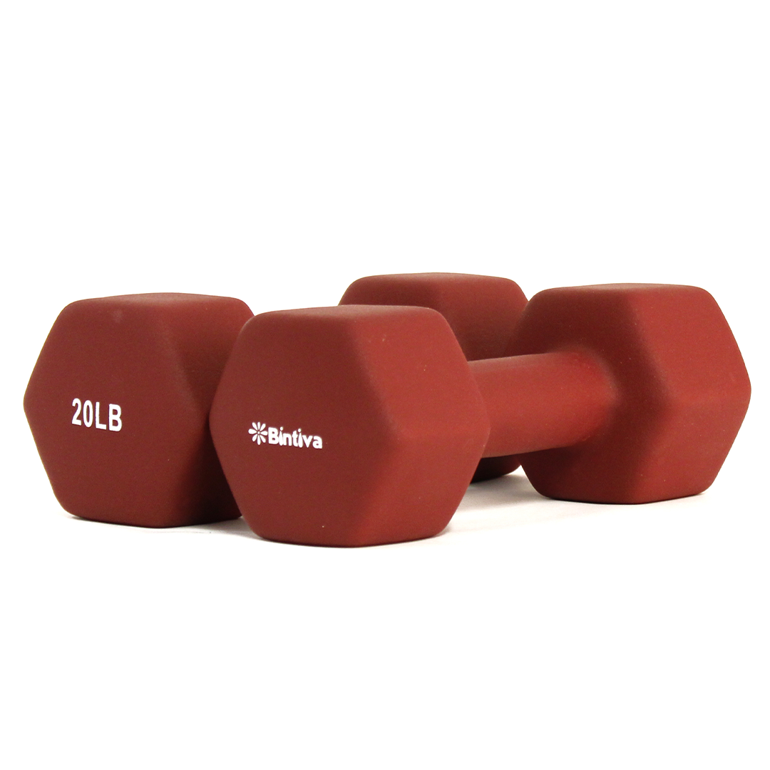 Bintiva Neoprene Hexagon shaped dumbbells - 20 lbs