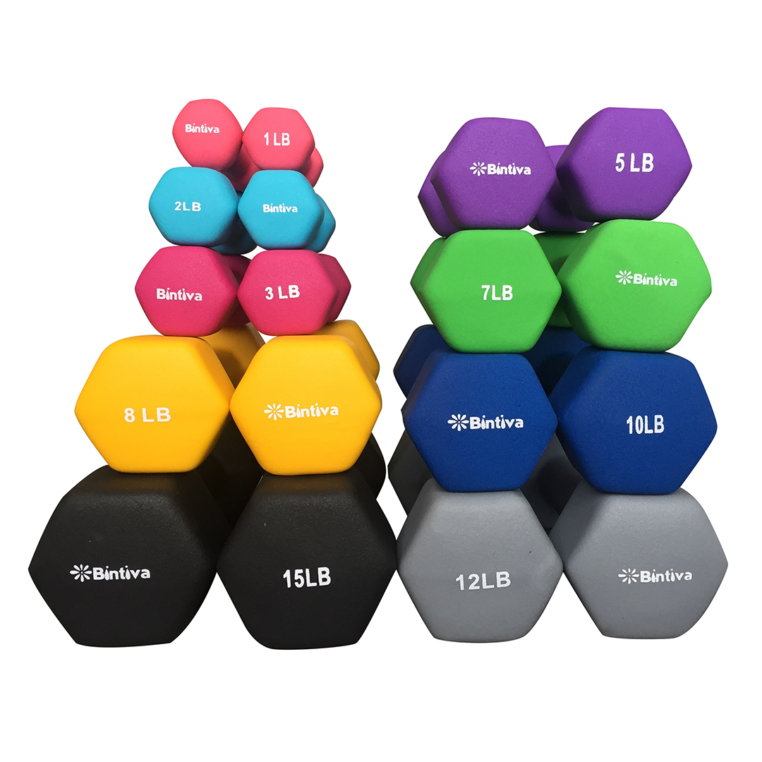 Bintiva Neoprene Hexagon shaped dumbbells - 20 lbs