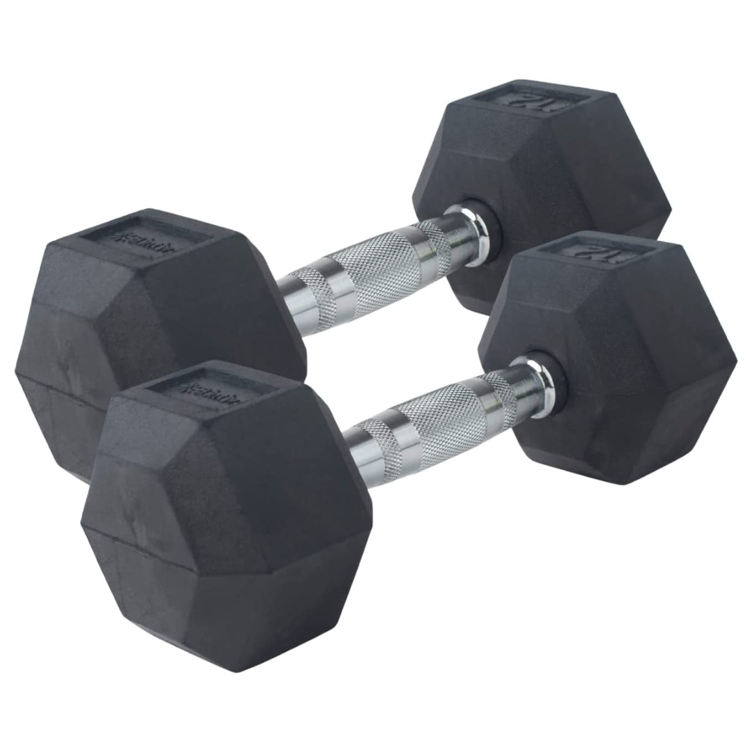 Rubber Coated Hexagon Dumbbells - Set of 2 - 3lb