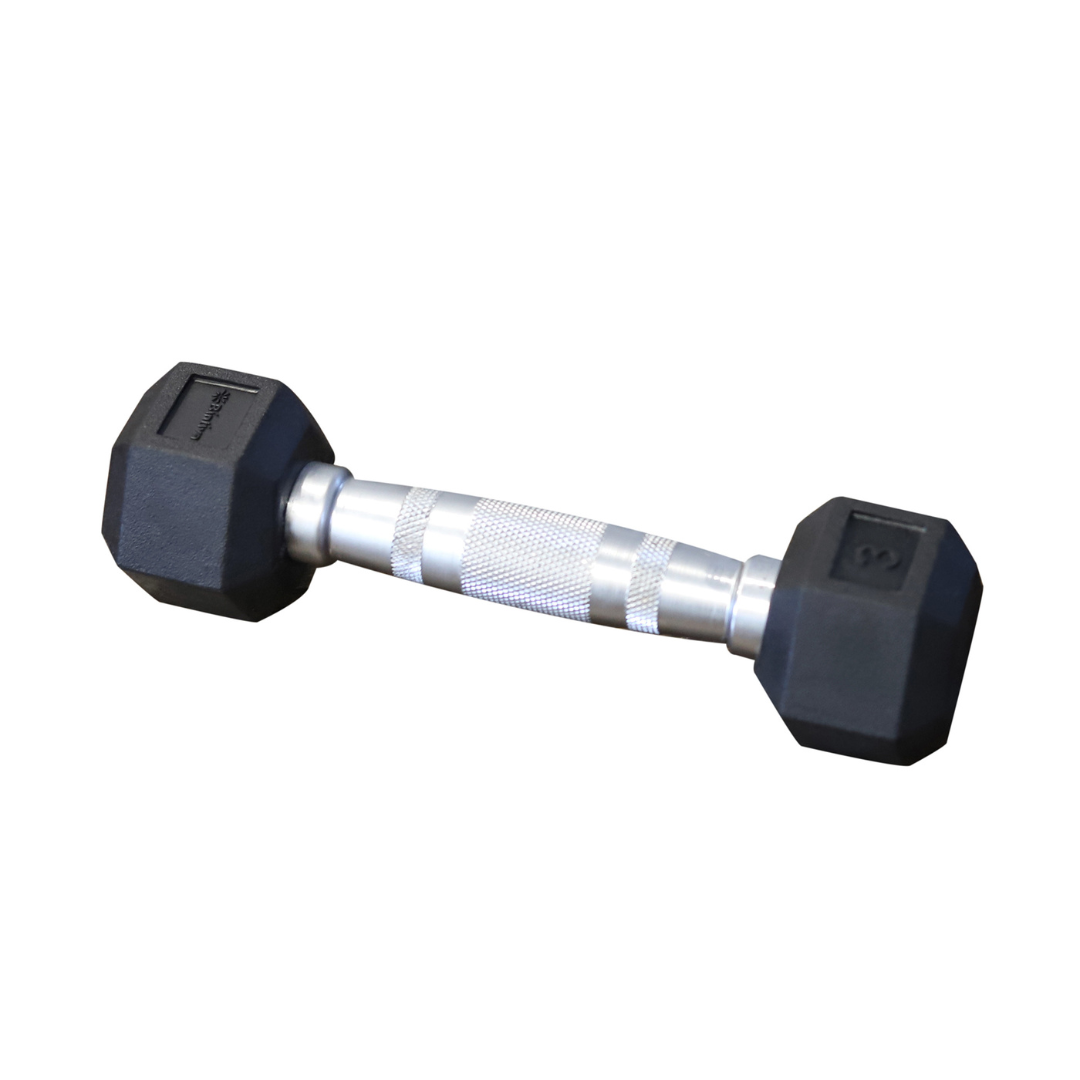 Rubber Coated Hexagon Dumbbells - Set of 2 - 3lb