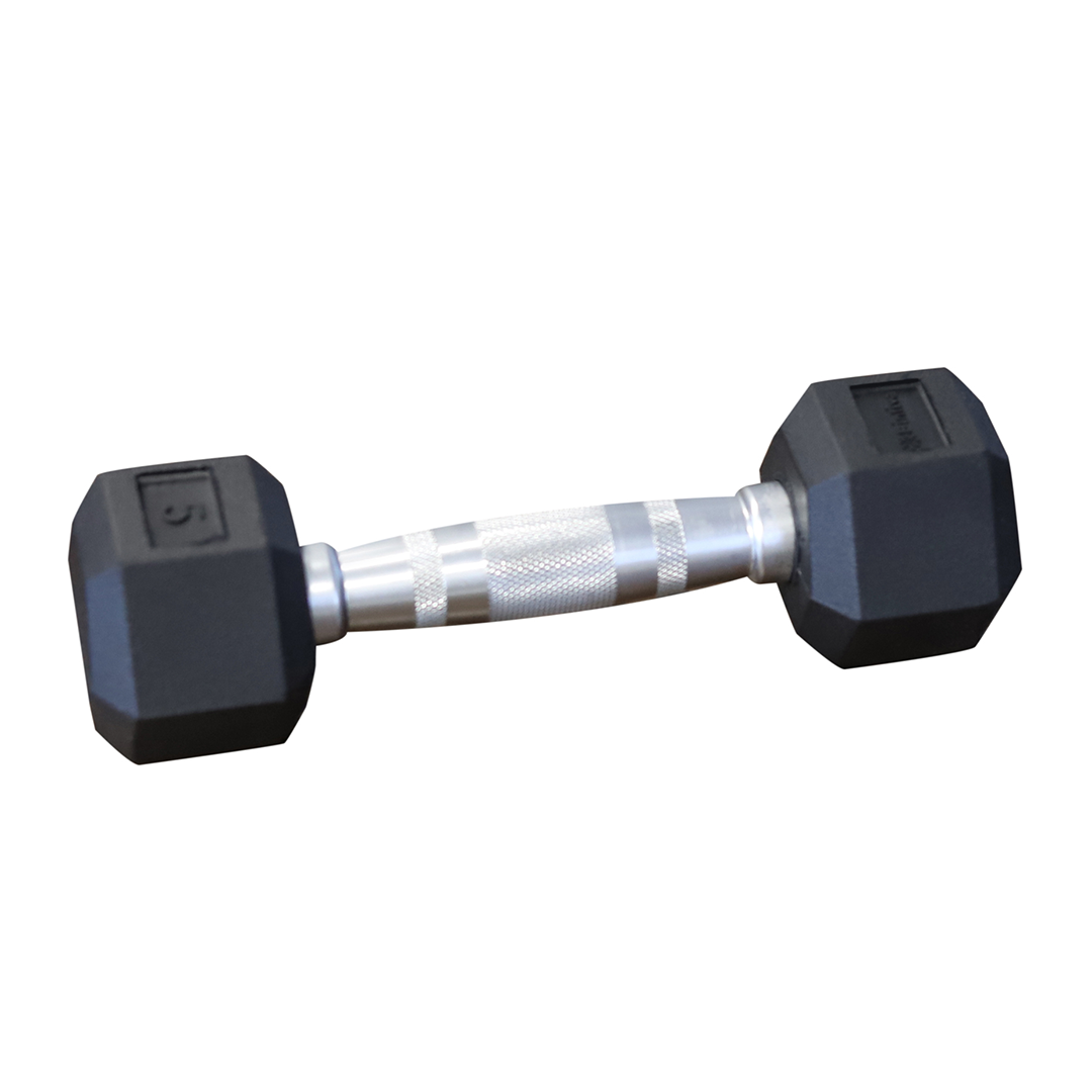Rubber Coated Hexagon Dumbbells - Set of 2 - 5lb