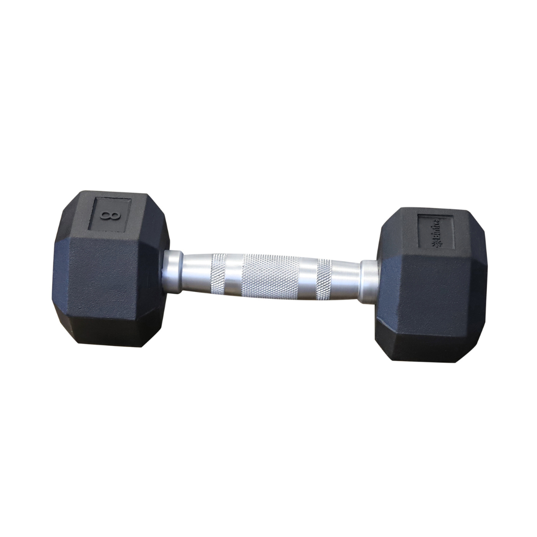 Rubber Coated Hexagon Dumbbells - Set of 2 - 8lb