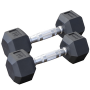 Rubber Coated Hexagon Dumbbells - Set of 2 - 10lb