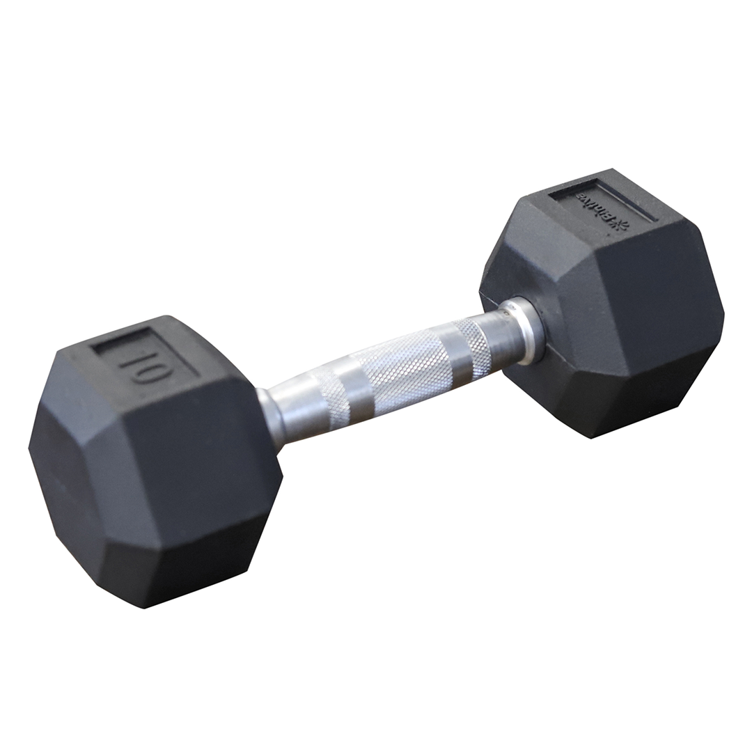 Rubber Coated Hexagon Dumbbells - Set of 2 - 10lb
