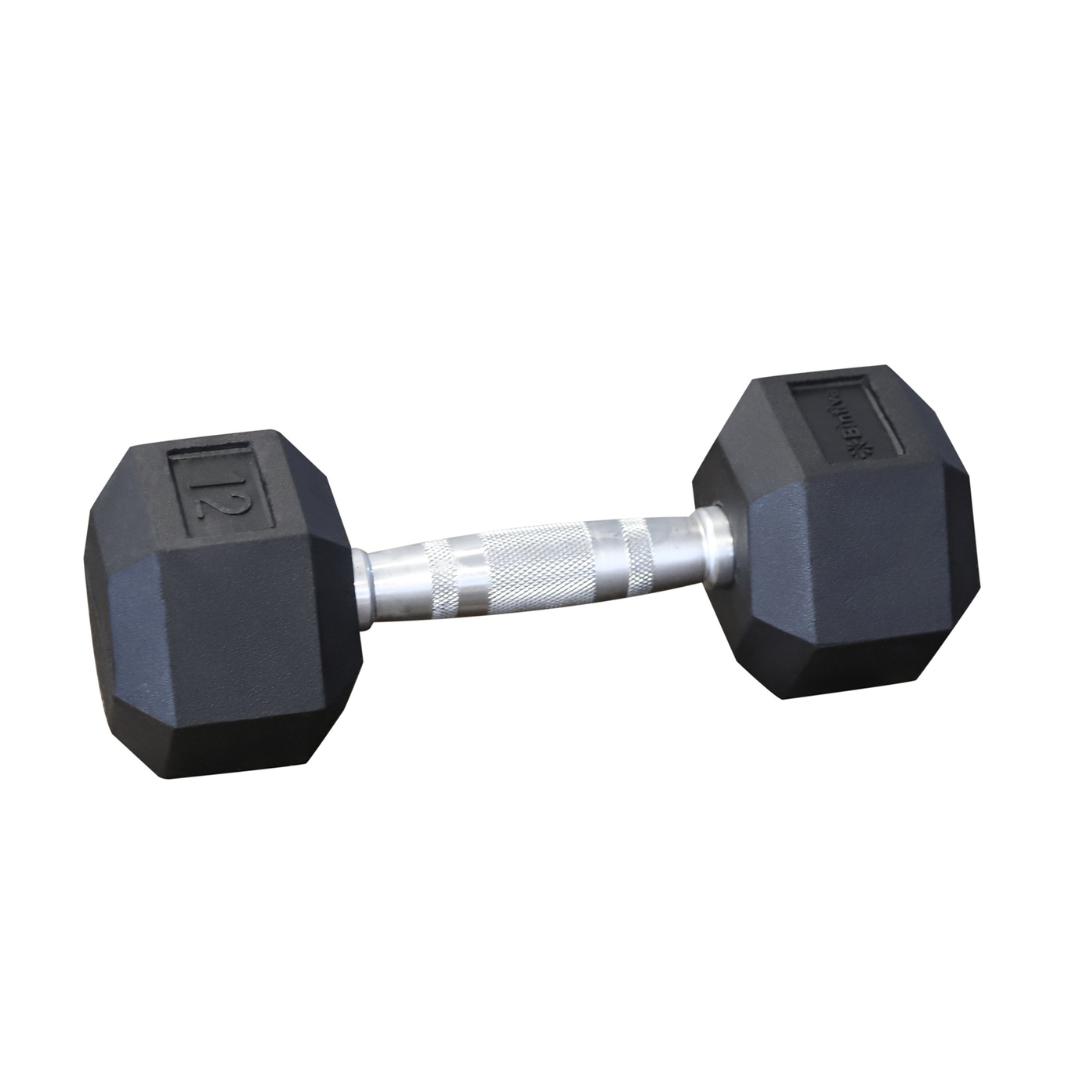 Rubber Coated Hexagon Dumbbells - Set of 2 -12lb