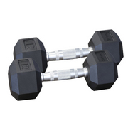 Rubber Coated Hexagon Dumbbells - Set of 2 -12lb