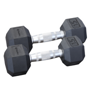 Rubber Coated Hexagon Dumbbells - Set of 2 -15lb