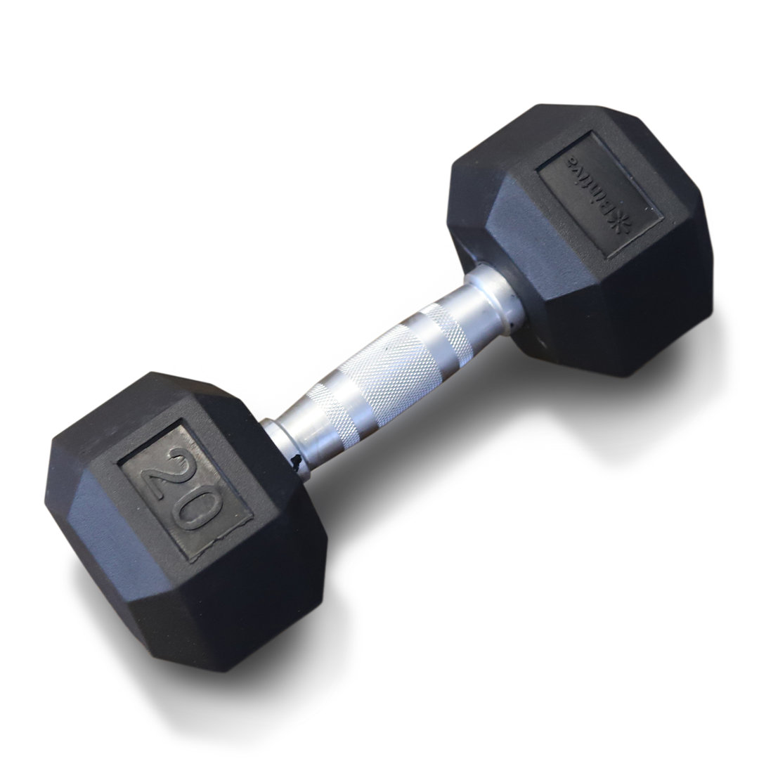 Rubber Coated Hexagon Dumbbells - Set of 2 - 20lb