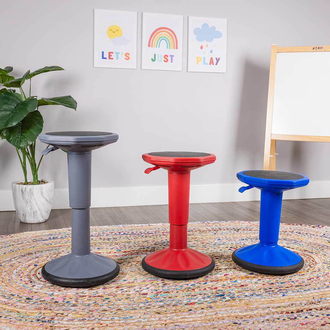 Bintiva Adjustable Wobble Stool - Black - 12.5"L x 12.5"W x 17"H