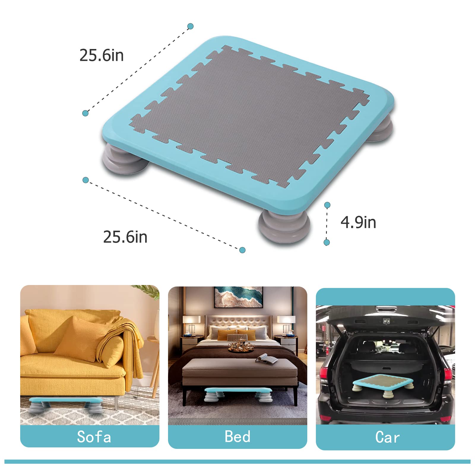Mini Square Trampoline for Kids - Light Blue